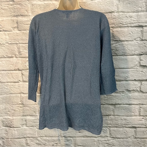 Eileen Fisher Women's 3/4 Sleeves Pullover Top Organic Linen Blue Size Small - Picture 2 of 5